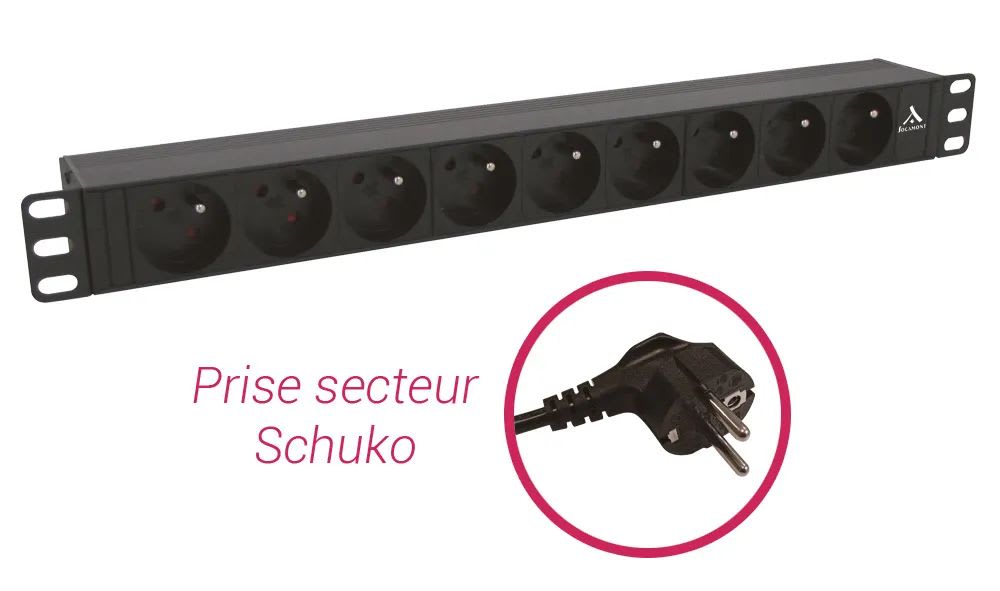 Monacor - Bandeau PDU multiprises 19", 9 prises