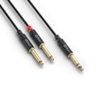 Sodel - Cordon audio jack 6,35 mâle stéréo / 2 x jack 6,35 mâle mono, 1,5 m - CX76-1