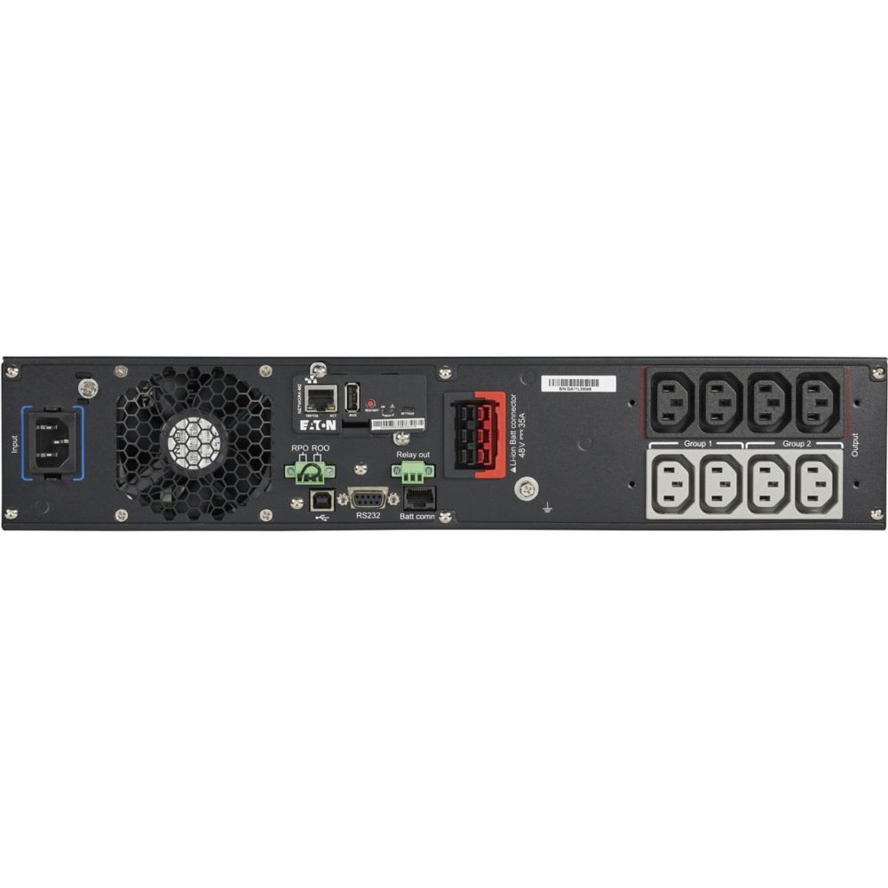 Eaton Industries France SAS - Onduleur 9PX Li-Ion, 1ph, on-line, 1500W, RT2U, sortie 8 (C13) + carte Ethernet