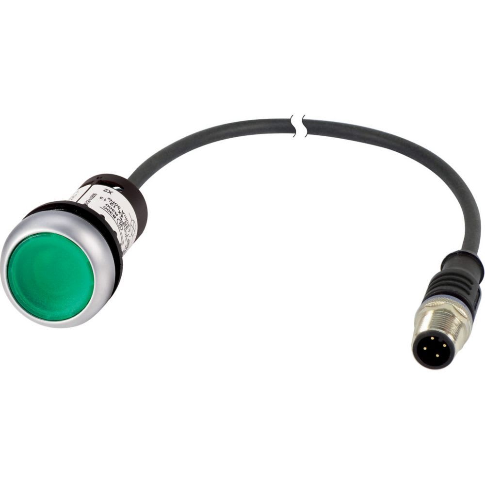 Eaton Industries France SAS - Bouton-poussoir lumin; à accroch; vert; 24 V; 1 NO; câble 0,5m + connecteur M12A