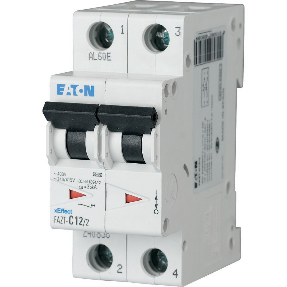 Eaton Industries France SAS - Disjoncteur modulaire FAZT, 1A, 2P, 25kA (IEC/EN 60947-2), courbe D