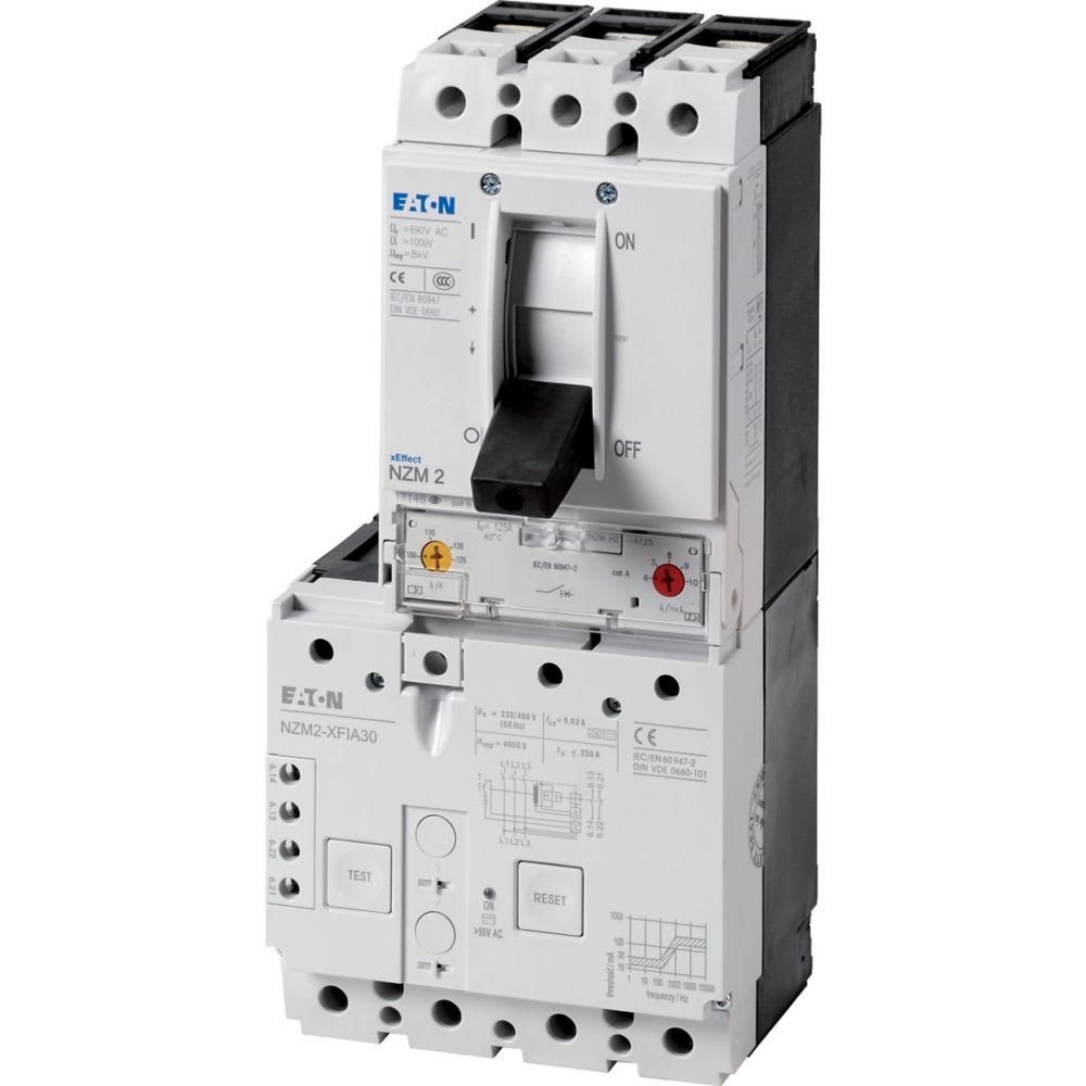 Eaton Industries France SAS - Disjoncteur, 3p, 160A, +bloc différentiel, 30mA, sensible à tous les courants