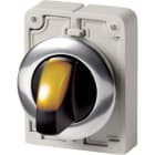 Eaton Industries France SAS - Commut rotatif lumineux, 30mm, à manette, jaune, 3 positions, à rappel