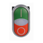 Eaton Industries France SAS - Bouton-poussoir double, voyant lumineux, plat, blanc, bouton d'arrêt noir