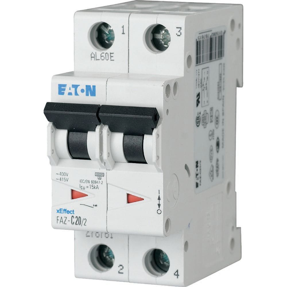 Eaton Industries France SAS - Disjoncteur modulaire FAZ, 1,6A, 2P, 15kA (IEC/EN 60947-2), courbe B