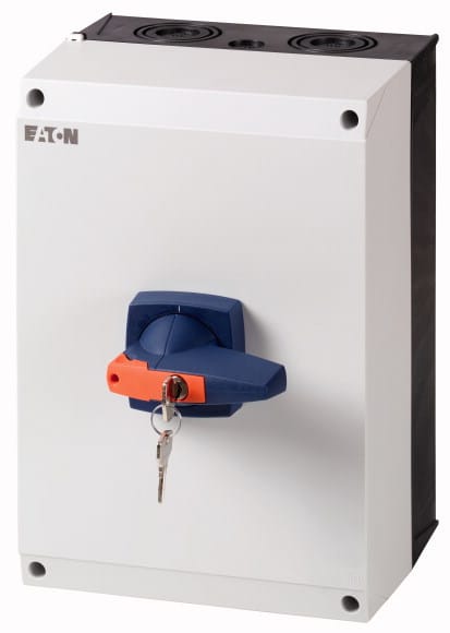 Eaton Industries France SAS - Inter. 4P, monté sur coffret CI-K, serrure cylindre, poignée bleu