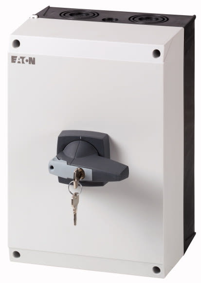 Eaton Industries France SAS - Inter. 4P, monté sur coffret CI-K, serrure cylindre, poignée grise