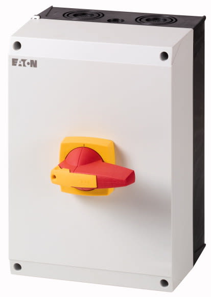 Eaton Industries France SAS - Inter. 3P+N, monté sur coffret CI-K, cadenassable, poignée rouge/jaune