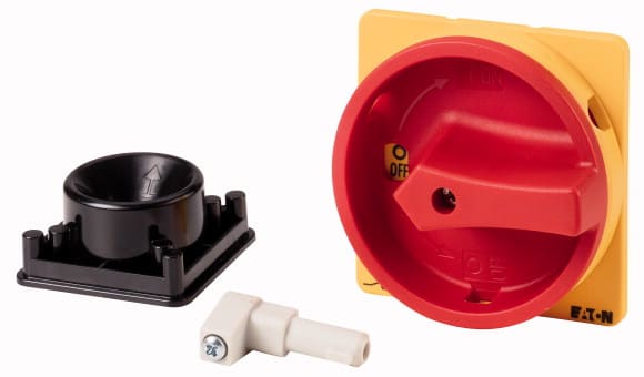 Eaton Industries France SAS - Poignée, rouge/jaune, verrouillable, pour axe métallique, pour cadenas, pour P3