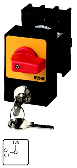 Eaton Industries France SAS - Inter anti-panique, 3p, 25A, serrure-cylindre, manette rouge, encastré