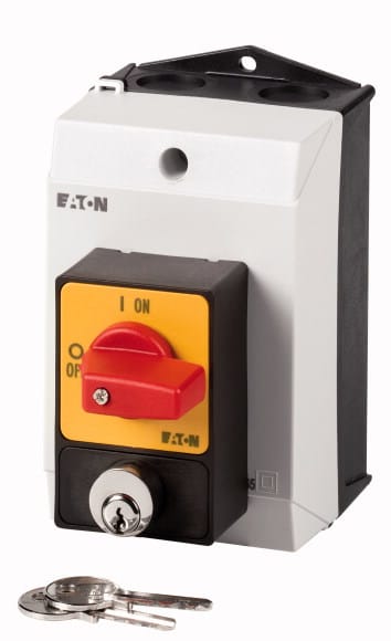 Eaton Industries France SAS - Inter. anti-panique, tripolaire, 20 A, verrouillable, à accrochage, en saillie