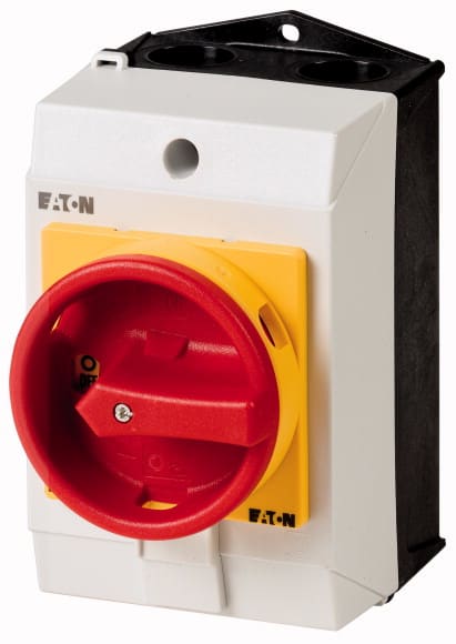Eaton Industries France SAS - Inter. général, 3 pôles + N + 1 F + 1 O, 20 A, arrêt d'urgence, 90°, en saillie