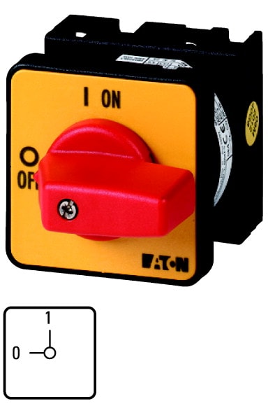 Eaton Industries France SAS - Inter. Marche-Arrêt, 2 pôles, 20 A, Fonctions d'arrêt d'urgence, 90°, encastré