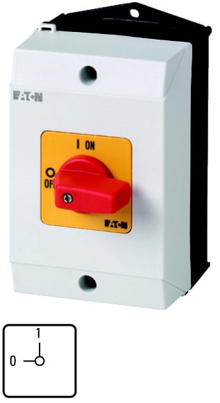 Eaton Industries France SAS - Inter. Marche-Arrêt, 1 pôle, 20 A, Fonctions d'arrêt d'urgence, 90°, en saillie