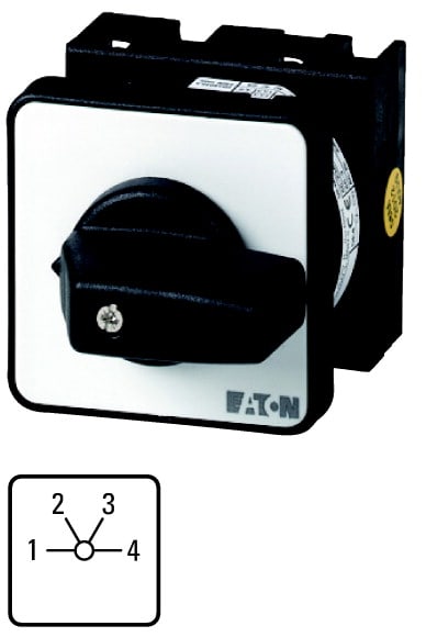 Eaton Industries France SAS - Commut. à gradin, cont.: 4, 20A, 4 crans 45°, à acc.,encastré, fix. centrale