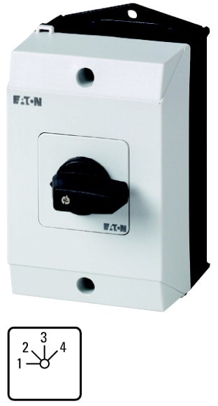 Eaton Industries France SAS - Commutateur à gradin, cont.: 8, 20A, 1-4, 45°, 4 crans 45°, à acc., en saillie