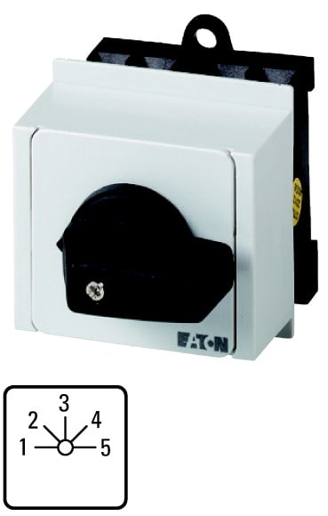 Eaton Industries France SAS - Commut. à gradin, cont.: 5, 20A, 1-5, 45°, 5 crans 45°, à acc., encastré, IVS