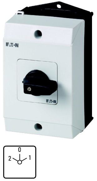 Eaton Industries France SAS - Inverseurs, Contacts: 2, 20 A, plastron: 2-0-1, 45 °, à accrochage, en saillie