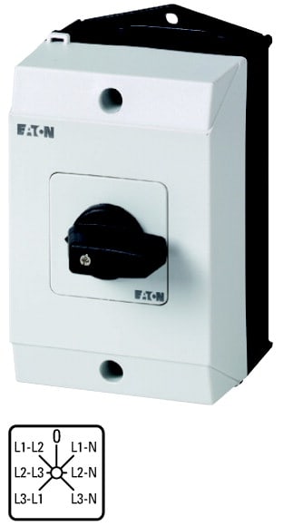 Eaton Industries France SAS - Commutateur de voltmètre, Contacts: 6, 20 A, à accrochage, en saillie