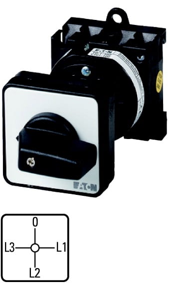 Eaton Industries France SAS - Commut., cont.: 6, 20A, 3 transfo, L3-0-L1-L2, à acc., encastré, fix. arrière