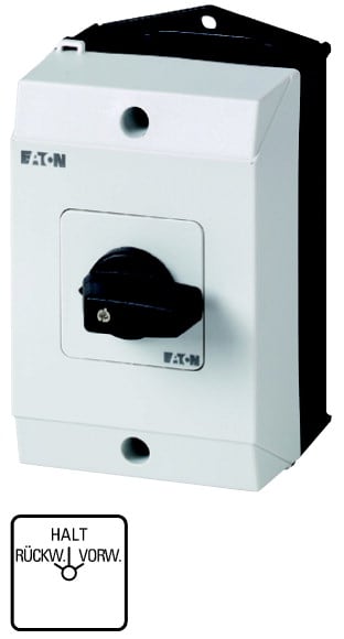 Eaton Industries France SAS - Inverseur, cont.: 6, 20A, Rückwärts-Halt-Vorwärts, 45°, à accrochage, en saillie