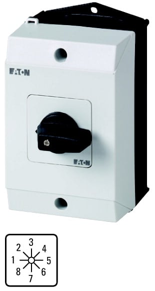 Eaton Industries France SAS - Commutateur à gradin, Contacts: 8, 20A, 1-8, 45°, à accrochage, en saillie