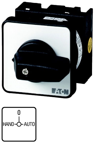 Eaton Industries France SAS - Inverseurs, Contacts: 8, 20A, plastron: HAND-0-AUTO, 90°, à accrochage, encastré