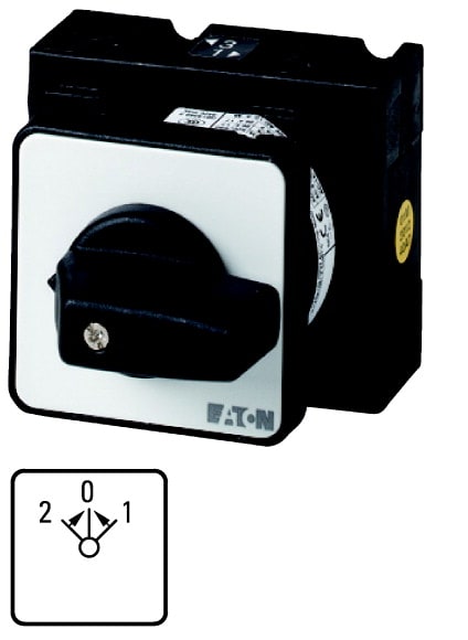 Eaton Industries France SAS - Inverseur, Contacts: 2, 20A, 2>0<1, 45°, à rappel,encastré, fixation centrale