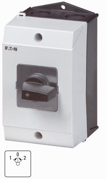 Eaton Industries France SAS - Inverseurs, Contacts: 6, 32 A, plastron: 2>0<1, 45 °, à rappel, en saillie