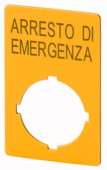 Eaton Industries France SAS - Étiquette, arrêt d'urgence, HxL=50x33mm, jaune, arresto di emergenza