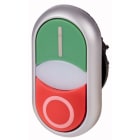 Eaton Industries France SAS - Bouton-poussoir double, voyant lumineux, plat, vert, blanc, bouton d'arrêt rouge