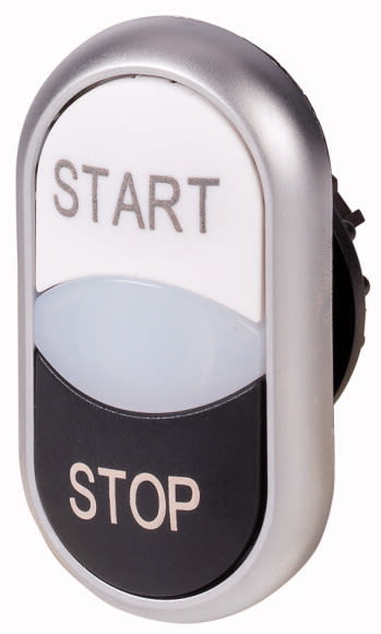 Eaton Industries France SAS - Bouton-poussoir double avec élement DEL, blanc START/blanc/noir STOP