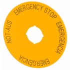 Eaton Industries France SAS - Étiquette, arrêt d'urgence, jaune, D=90mm, 4 langues, DE, EN, ES, PT