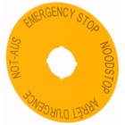 Eaton Industries France SAS - Étiquette, arrêt d'urgence, jaune, D=90mm, 4 langues, DE, EN, néerlandais, FR