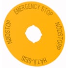Eaton Industries France SAS - Étiquette, arrêt d'urgence, jaune, D=90mm, 4 langues, DE, SV, FI, DA