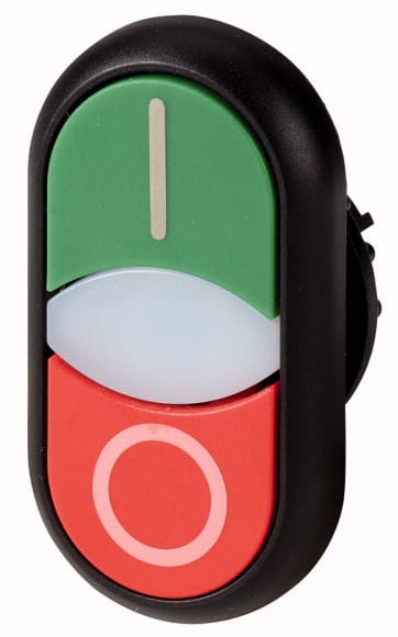 Eaton Industries France SAS - Bouton-poussoir double, +voyant lumineux, plat, blanc, blanc, noir