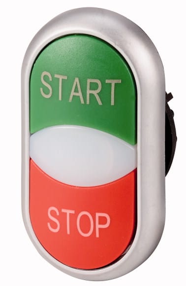 Eaton Industries France SAS - Bouton-poussoir double avec élement DEL, vert START/blanc/rouge STOP