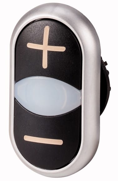 Eaton Industries France SAS - Bouton-poussoir double avec élement DEL, noir +/blanc/noir -