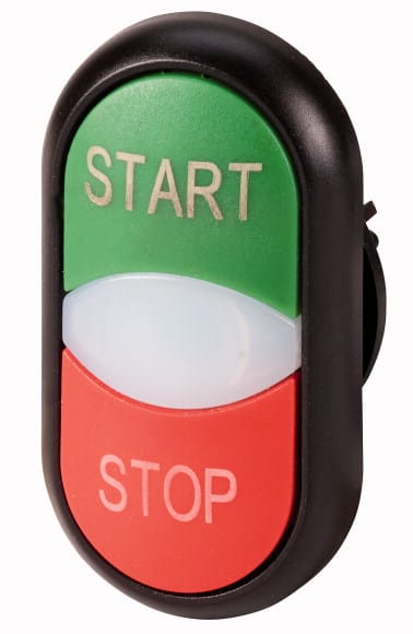 Eaton Industries France SAS - Bouton-poussoir double avec élement DEL, vert START/blanc/rouge STOP