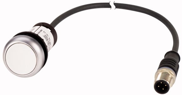 Eaton Industries France SAS - Bouton-poussoir affleurant; à rappel; blanc; 1 NO; câble 1m et connecteur M12A