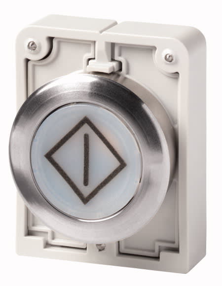 Eaton Industries France SAS - Bouton poussoir lumineux, 30mm, flush, a rappel,blanc, avec inscription