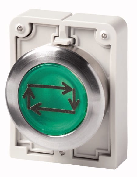 Eaton Industries France SAS - Bouton poussoir lumineux, 30mm, flush, a rappel,vert, avec inscription