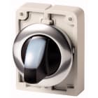 Eaton Industries France SAS - Commut rotatif lumineux, 30mm, à manette, blanc, 2 positions, à rappel