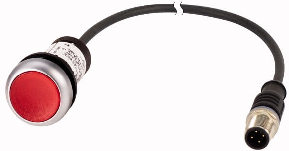 Eaton Industries France SAS - Bouton-poussoir lumin; à rappel; rouge; 24 V; 1 NC; câble 1m + connecteur M12A