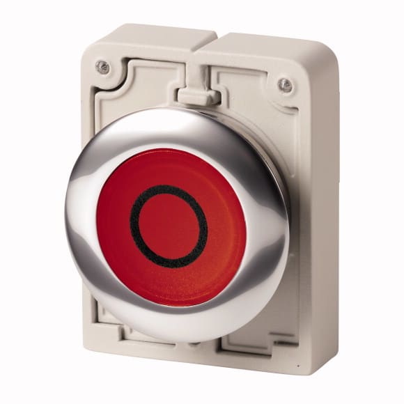 Eaton Industries France SAS - Bouton poussoir lumineux, 30mm, flush, à accroch rouge, avec inscription
