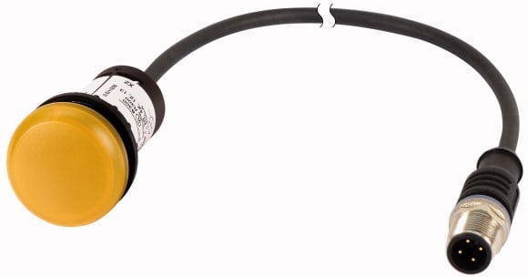 Eaton Industries France SAS - Voyant lumineux; allumé en jaune; 24 V; avec câble 1m et connecteur mâle M12A