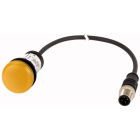 Eaton Industries France SAS - Voyant lumineux, RMQ Compact, jaune, plat, 0o/0f, M12A-male, câble noir, 0,2 m.