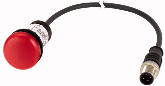 Eaton Industries France SAS - Voyant lumineux, RMQ Compact, rouge, plat, 0o/0f, M12A-male, câble noir, 0,2 m.