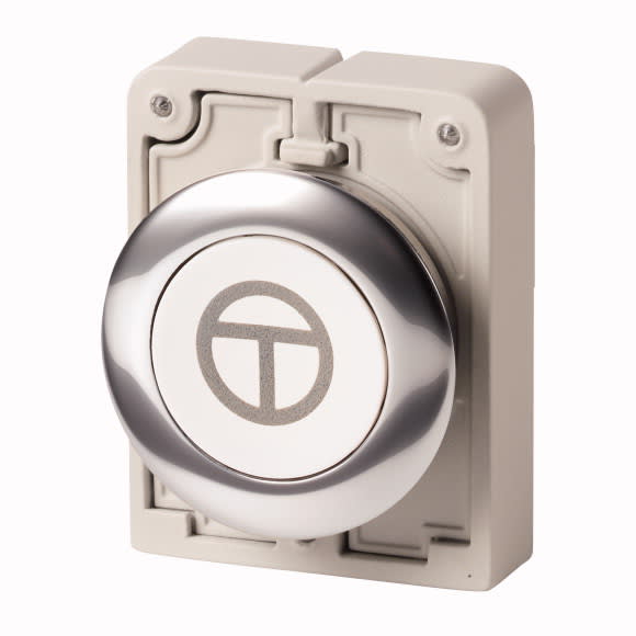 Eaton Industries France SAS - Bouton poussoir, 30mm, flush, a rappel,blanc, avec inscription