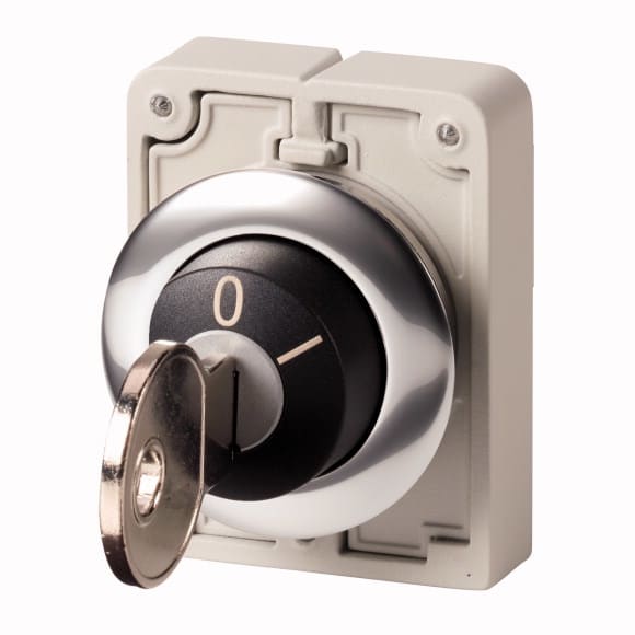 Eaton Industries France SAS - Bouton à clé, à accrochage, 2 positions, Collerette en métal